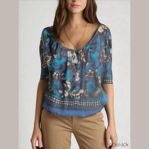 Jones New York 3/4 Sleeve Boat Neck Blouse Large